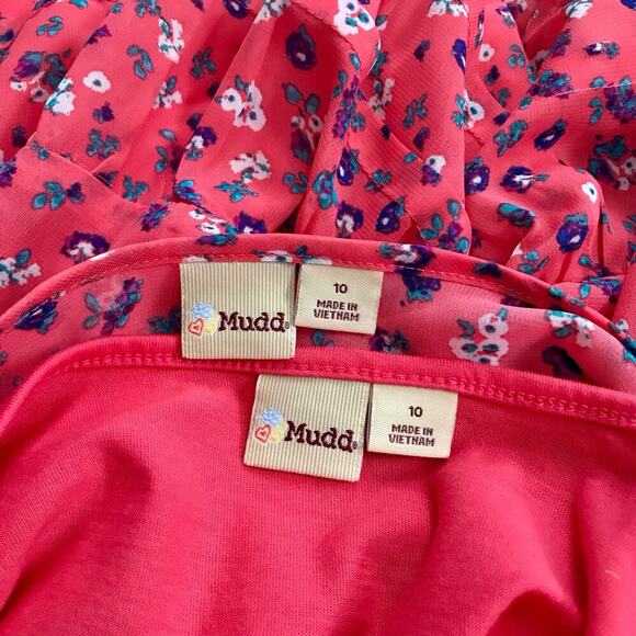 Mudd NWT Coral Floral Blouse Girls 10 - Picture 8 of 10